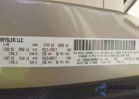 2009 Chrysler Town & Country Limited from USA, damaged, VIN 2A8HR64X89R651214